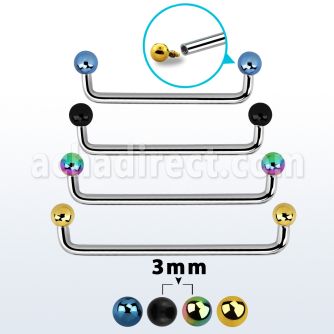 suditb3 internal steel surface barbell w 2 3 mm pvd plated balls