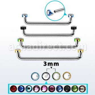 suditjf3 internal steel surface barbell w 2 3mm crystal tops