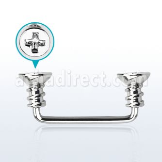 sudscw2 316l steel 90 surface barbell w two cross screw tops