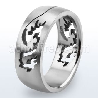 tir10 titanium g23 ring with cut out dragon design