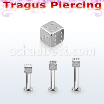 tlbsdi3 316l steel tragus labret 16g w a 3mm dice