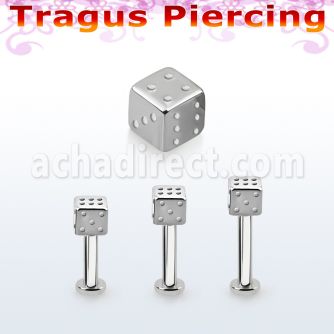 tlbsdi4s 316l steel tragus labret 16g w a 4mm dice