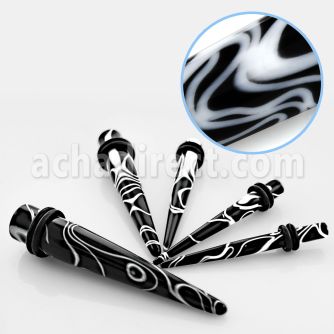 tpms black acrylic taper with marble swirl pattern o rings