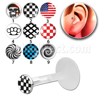 trgl8 bioflex tragus piercing w push in basic logo silver top