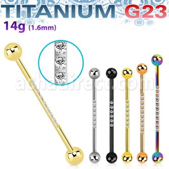 ubbindz titanium industrial barbell 14g two balls cz on