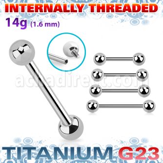 ubbnpsin titanium g23 nipple barbell 4mm internally threaded