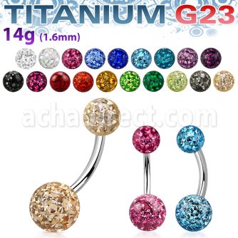 ubnfr68 titanium g23 banana belly ring with 6 8mm ferido balls