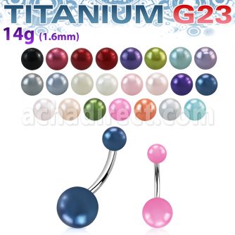 ubnpr titanium g23 banana belly ring w 5 8mm pearl balls