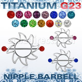 ufnp103 sun nipple shield w titanium g23 barbell w ferido balls