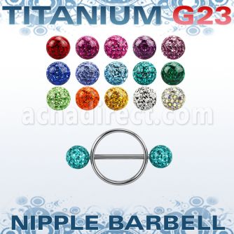 ufnpe5 nipple shield w titanium bar w 2 5mm multi crystal balls