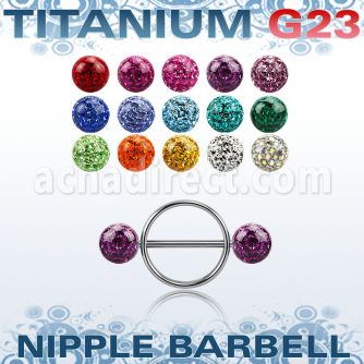 ufnpe6 nipple shield w titanium bar w 2 6mm multi crystal balls