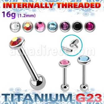 uhein11 titanium g23 internally threaded barbell 3to5 crystal
