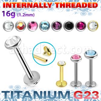 ulbin11 titanium g23 internally threaded labret 3to5 crystal