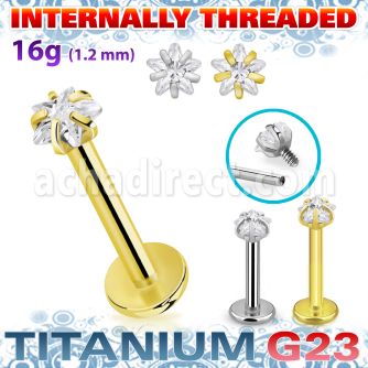 ulbin57 titanium g23 labret 16g star cz prong set internal