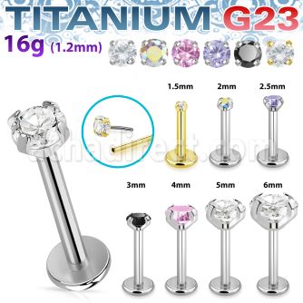 ulbpibpz16 titanium g23 labret 16g threadless push pin top
