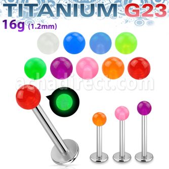 ulglb3 titanium g23 labret with 3mm glow acrylic ball