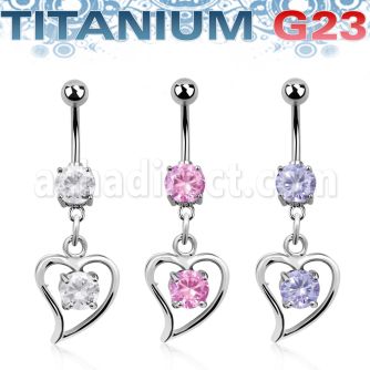 umcdz17 titanium g23 belly banana w 5 8mm bezel jewel heart