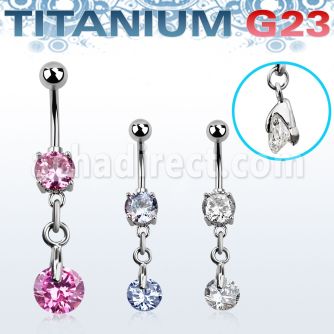 umcdz372 titanium g23 banana w 5 8mm bezel jewel round cz