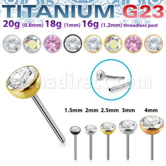 upinz titanium g23 threadless push pin top bezel set cz