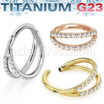 usgsh38 pvd plated titanium hinged segment ring fan out cz