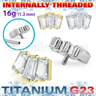 ushz26in titanium g23 top three baguette cz prong set