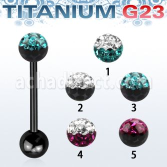 utbbfr5e anodized titanium g23 barbell w 5mm 2 color ferido ball
