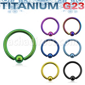 utbcre anodized titanium g23 ball closure ring with 3mm ball