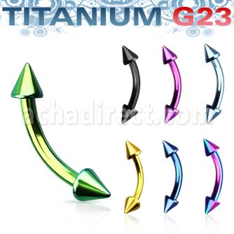 utbnen25 anodized titanium g23 eyebrow banana with 2 5mm cones