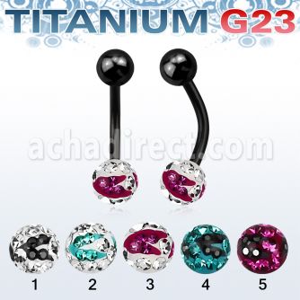 utbnfr6c anodized titanium banana w 6mm multi crystal zebra ball 