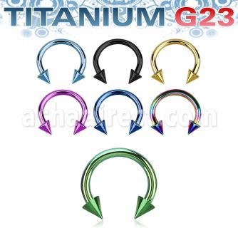 utcbecn anodized titanium g23 circular barbell with 3mm cones