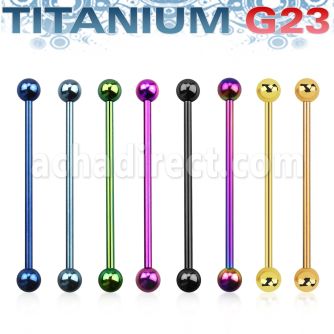 utinb anodized titanium g23 industrial barbell with 5mm balls