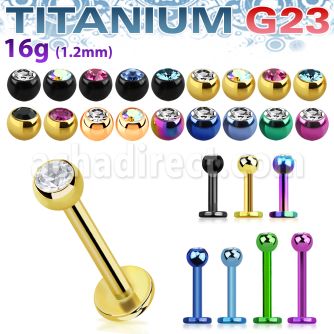 utlbc3 anodized titanium g23 labret with 3mm jewel ball