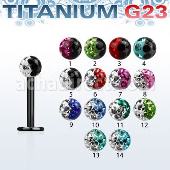 utlbfr3e anodized titanium g23 labret with 3mm 2 color ball