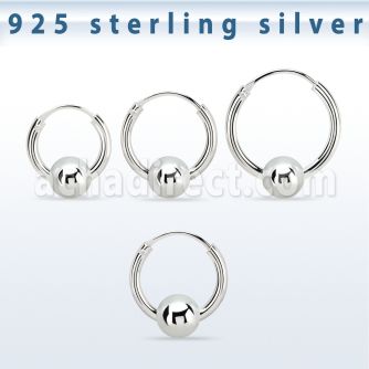 vbcr14m 925 silver ball closure earrings (1.6mm) with 5mm ball