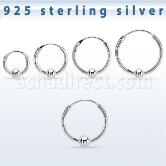 vbcr16s 925 silver ball closure earrings (1.2mm) with 3mm ball