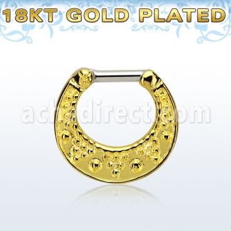vsepfg14 gold plated silver septum clicker w 1.6mm closure bar