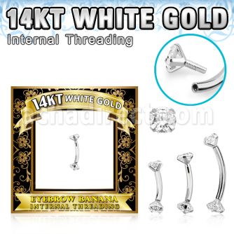 wbnzi 14k white gold eyebrow banana cz internal