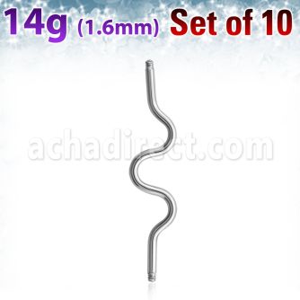 xina14g pack of 10 pcs of 316l steel industrial zig zag barbell