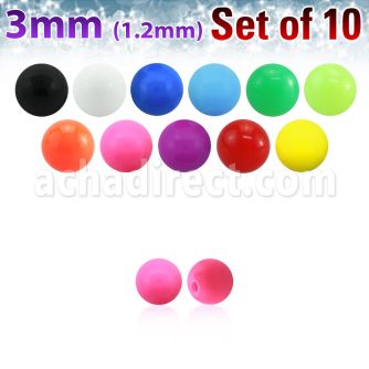 xsab3 set of 10 pcs of 3mm acrylic ball in solid colors