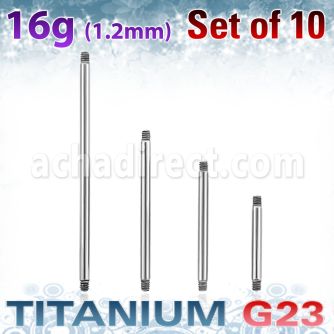 xubb16g pack of 10 pcs high polished titanium g23 barbell bars