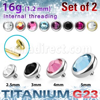 xufbin titanium g23 flat back bezel set crystal tops 2pcs