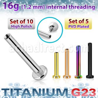 xulbs16gin titanium labret post 16g 10pcs internal