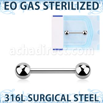 zbbnpg sterilized 316l steel nipple barbell with two 5mm balls