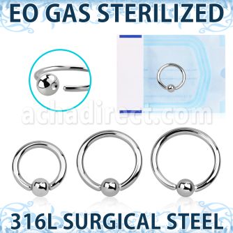 zbedr16 sterilized annealed 316l steel ball closure ring 3mm