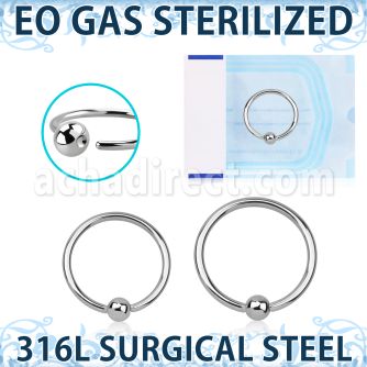 zbedr20 sterilized annealed 316l steel ball closure ring 2mm