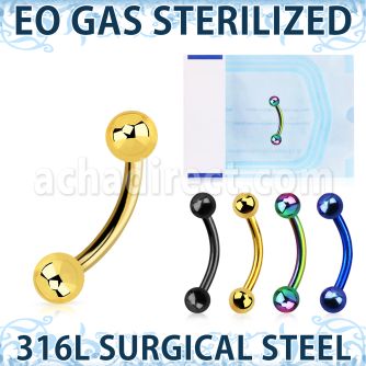 zbnetb sterilized pvd plated steel eyebrow banana two balls
