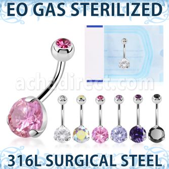 zbnrdz8jb sterilized steel belly banana 14g cz jewel ball