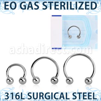 zcbeb4 eo gas sterilized 316l steel circular barbell 4mm balls