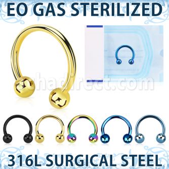 zcbetb sterilized pvd plated steel circularbarbell two balls