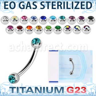 zubne2c eo gas sterilized piercing titanium g23 eyebrow banana 3mm balls